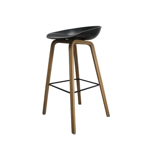 HAY About a Stool AAS32 Design Barkruk | Zwart / Eiken | Zithoogte 75 cm