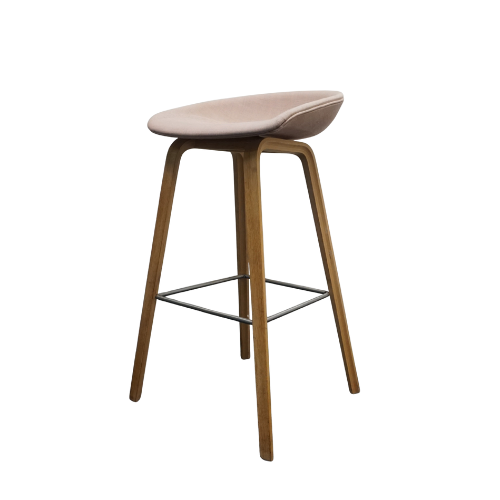 HAY About a Stool AAS33 Design Barkruk | Zacht Roze / Eiken | Zithoogte 75 cm