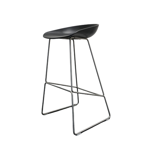 HAY About a Stool AAS38 Design Barkruk | Zwart / RVS | Zithoogte 75 cm