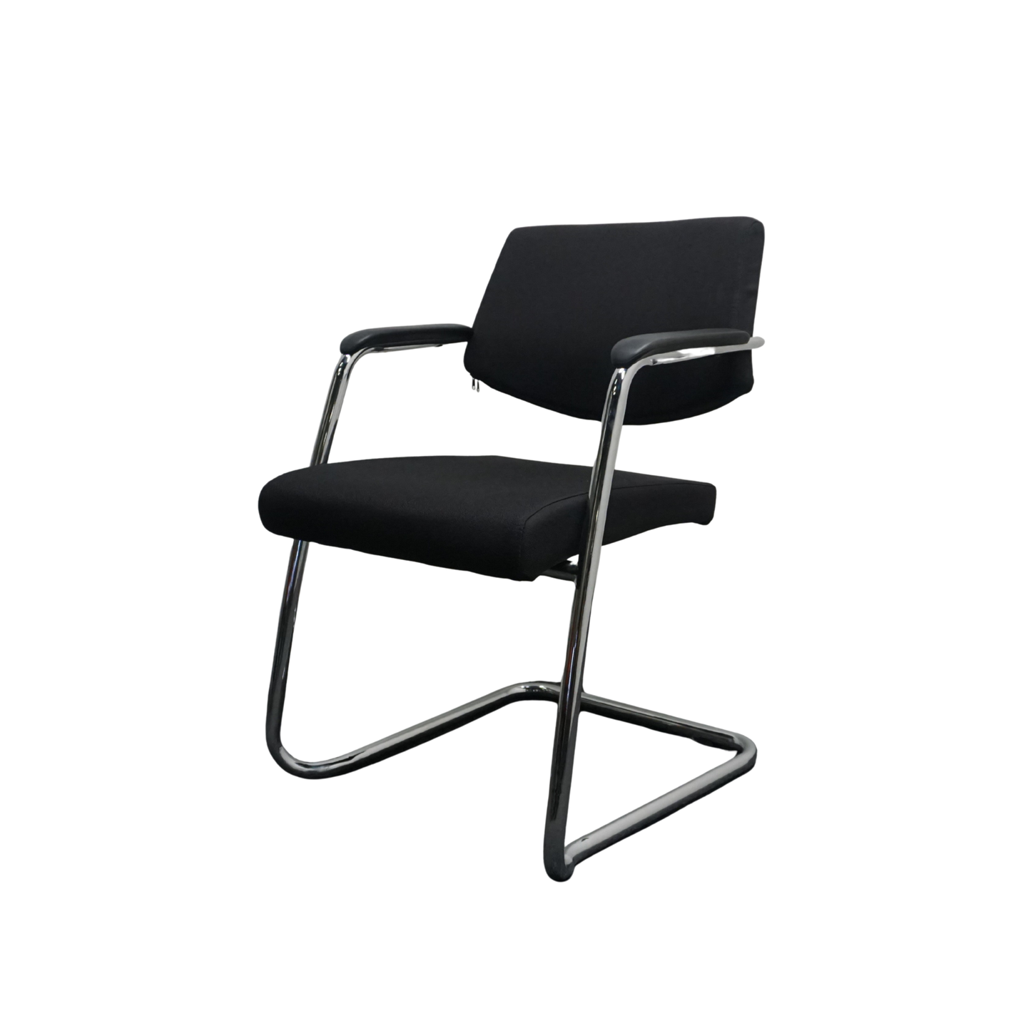 Slede Vergaderstoel | Zwarte stof | Chroom frame | Stapelbaar