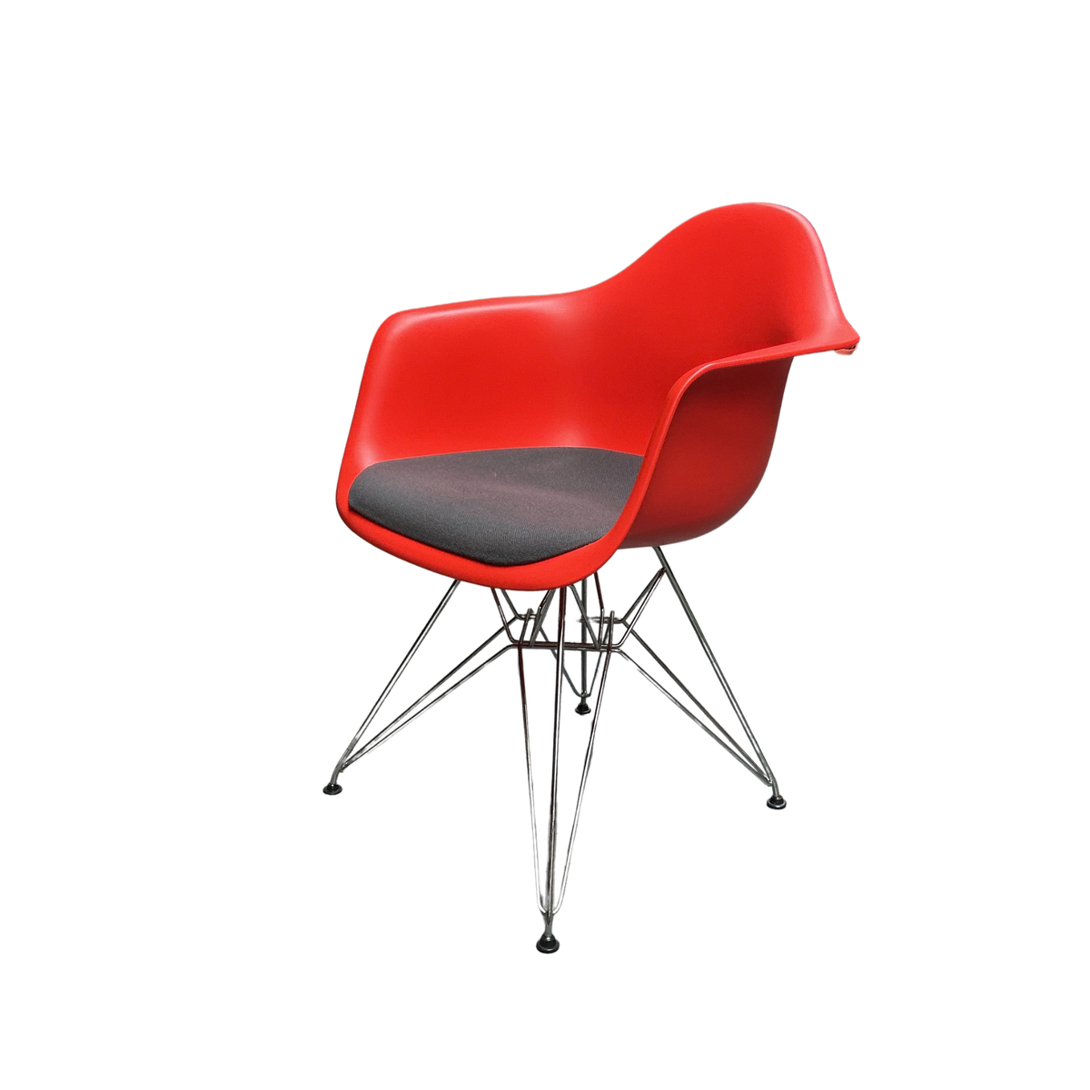 Vitra Eames DAR | Rood | Chroom | met zitkussen Grijs