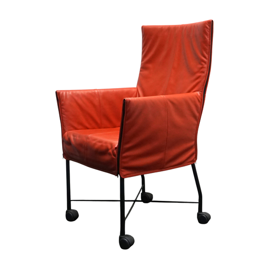 Montis Chaplin Design Stoel | Oranje Leer | Verrijdbaar
