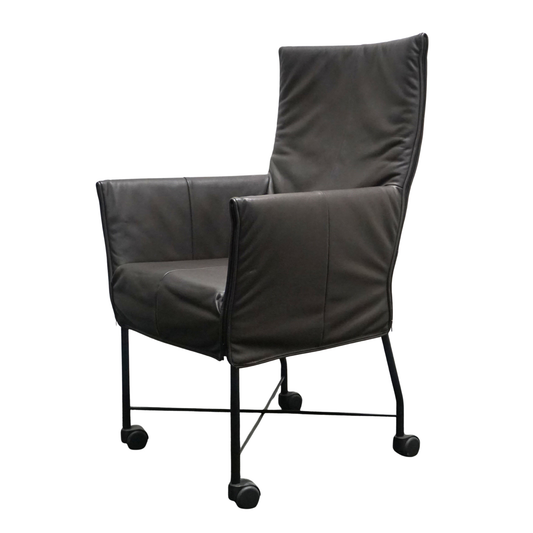 Montis Chaplin Design Stoel | Donkerbruin Leer | Verrijdbaar