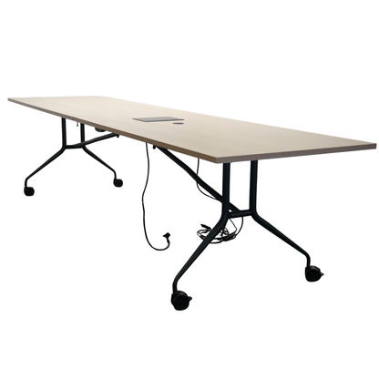 Mara Klaptafel Verrijdbaar | 320 x 80 cm | Midden eiken | Kabeldoorvoer