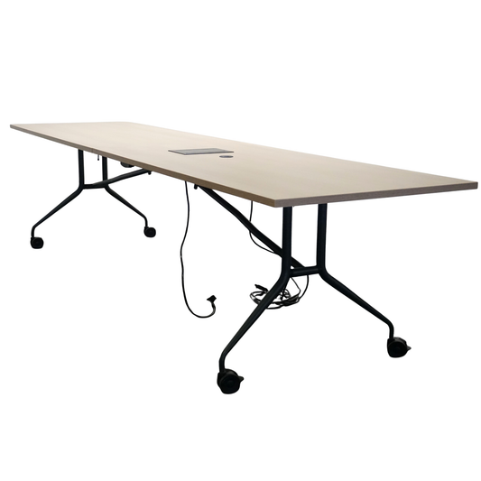 Mara Klaptafel Verrijdbaar | 320 x 80 cm | Midden eiken | Kabeldoorvoer