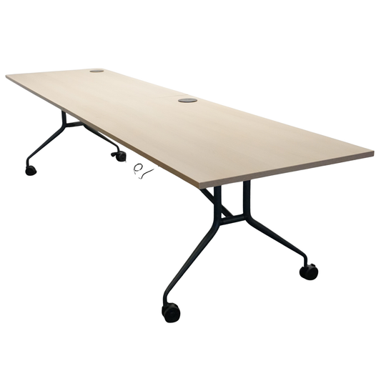 Mara Klaptafel Verrijdbaar | 320 x 80 cm | Midden eiken | Incl Stopcontact