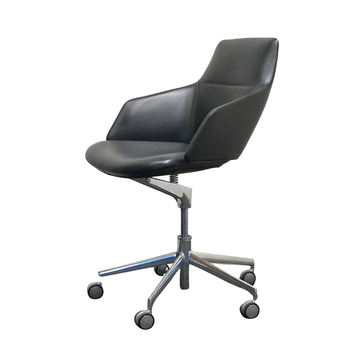 Arper Aston Design Stoel | Verrijdbaar | Zwart Leer