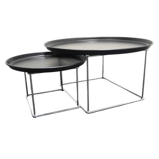 B&B Italia Fat-Fat Design Salontafels Set | Zwart| Ø 42 cm / Ø 62 cm