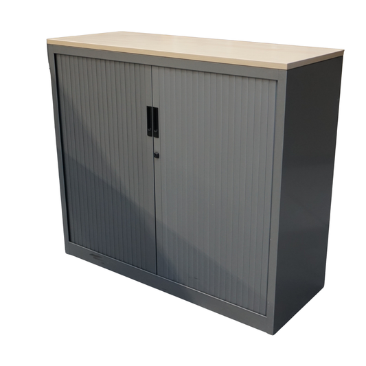 Aspa Roldeurkast | Archiefkast | 106 x 120 x 46 cm | Grijs / Ahorn blad