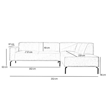 Loungebank Kansas | Hoekbank | Ribstof | Leverbaar in Diverse Kleuren