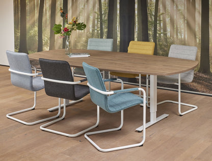 Vergadertafel Teezz | Deens ovaal | Hoogte verstelbaar | 240 x 120 cm